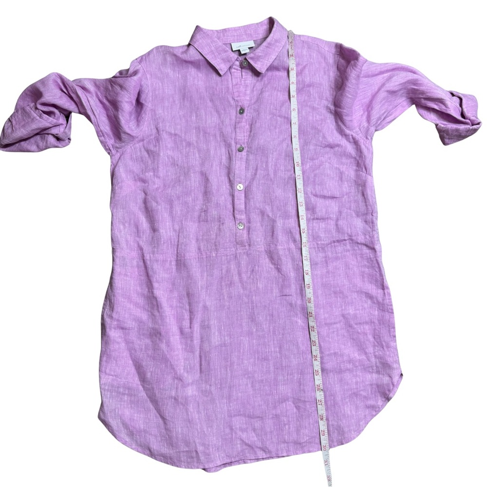 J. Jill Love Linen SMALL Tunic Roll Tab Beach Pockets Coastal Lightweight - Picture 8 of 8